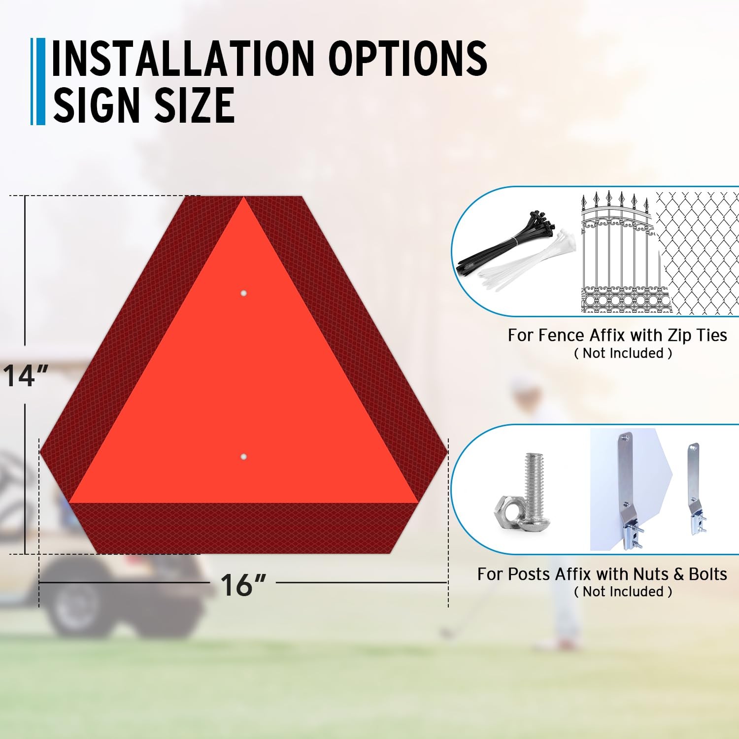 Slow Moving Vehicle Sign, 2-Pack 14&Prime;x16&Prime; Reflective Triangle Sign, Engineerin…
