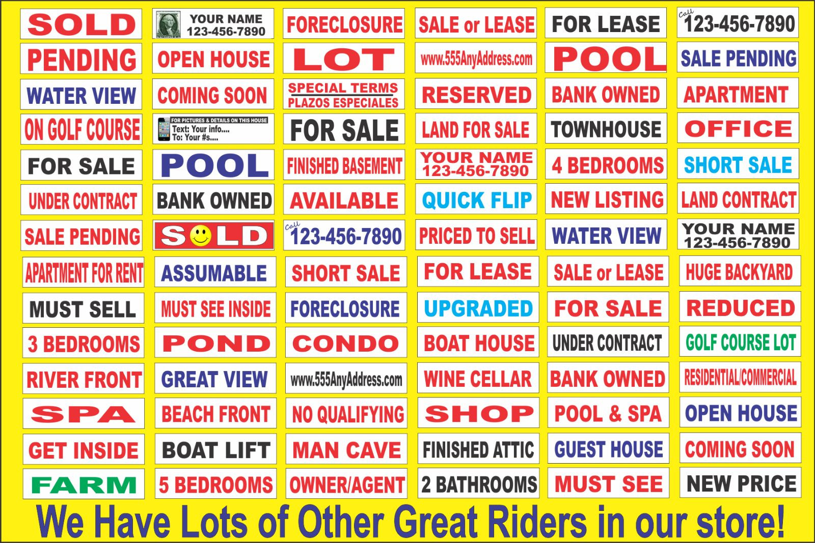 ON GOLF COURSE Yellow & Black 6&Prime;x24&Prime; REAL ESTATE RIDER SIGNS Buy 1 Get 1 FREE
