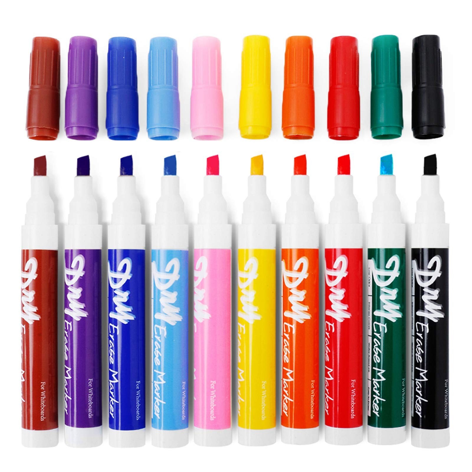Volcanics Dry Erase Markers Low Odor Chisel Tip Whiteboard Markers Pack of 10…
