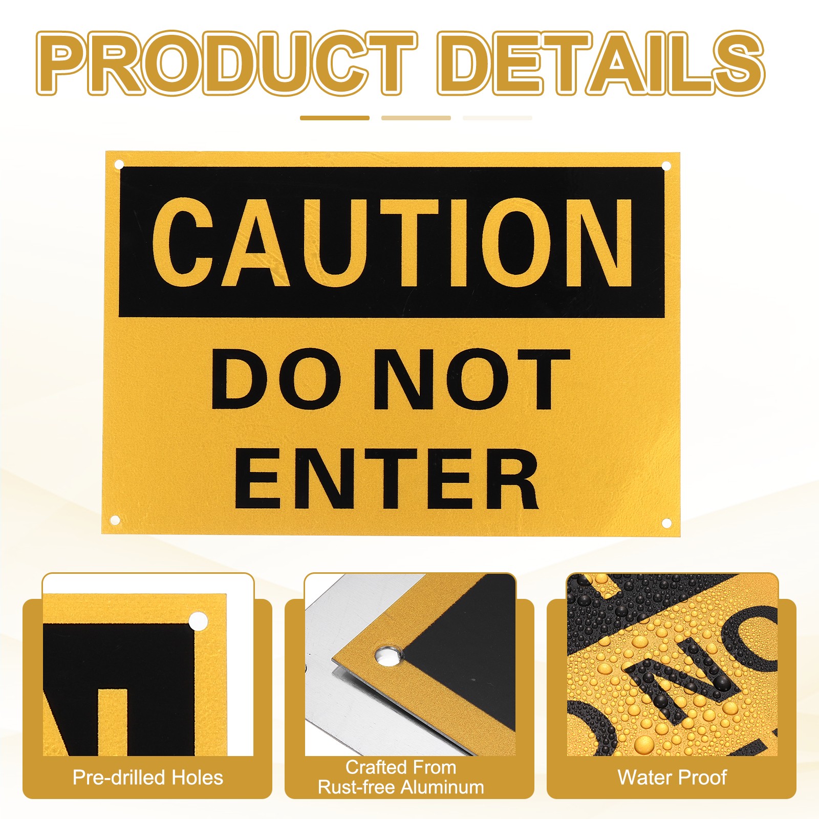 Caution Do Not Enter Sign, 12 x 8 Inch & Aluminum