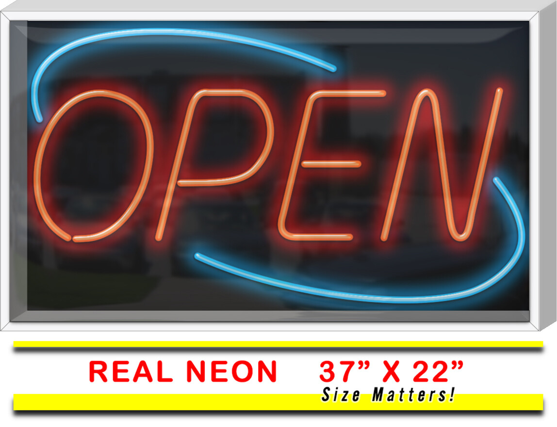 OUTDOOR Art Deco Open Neon Sign | Jantec | 37&Prime; x 22&Prime; | Tattoo Shop Bar Diner Spa