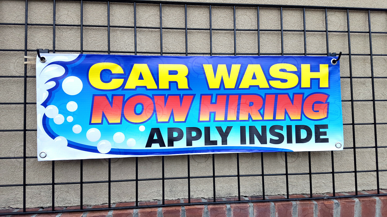 CAR WASH Now Hiring Banner Vinyl Display Various Bright Color Sign Poster Lona