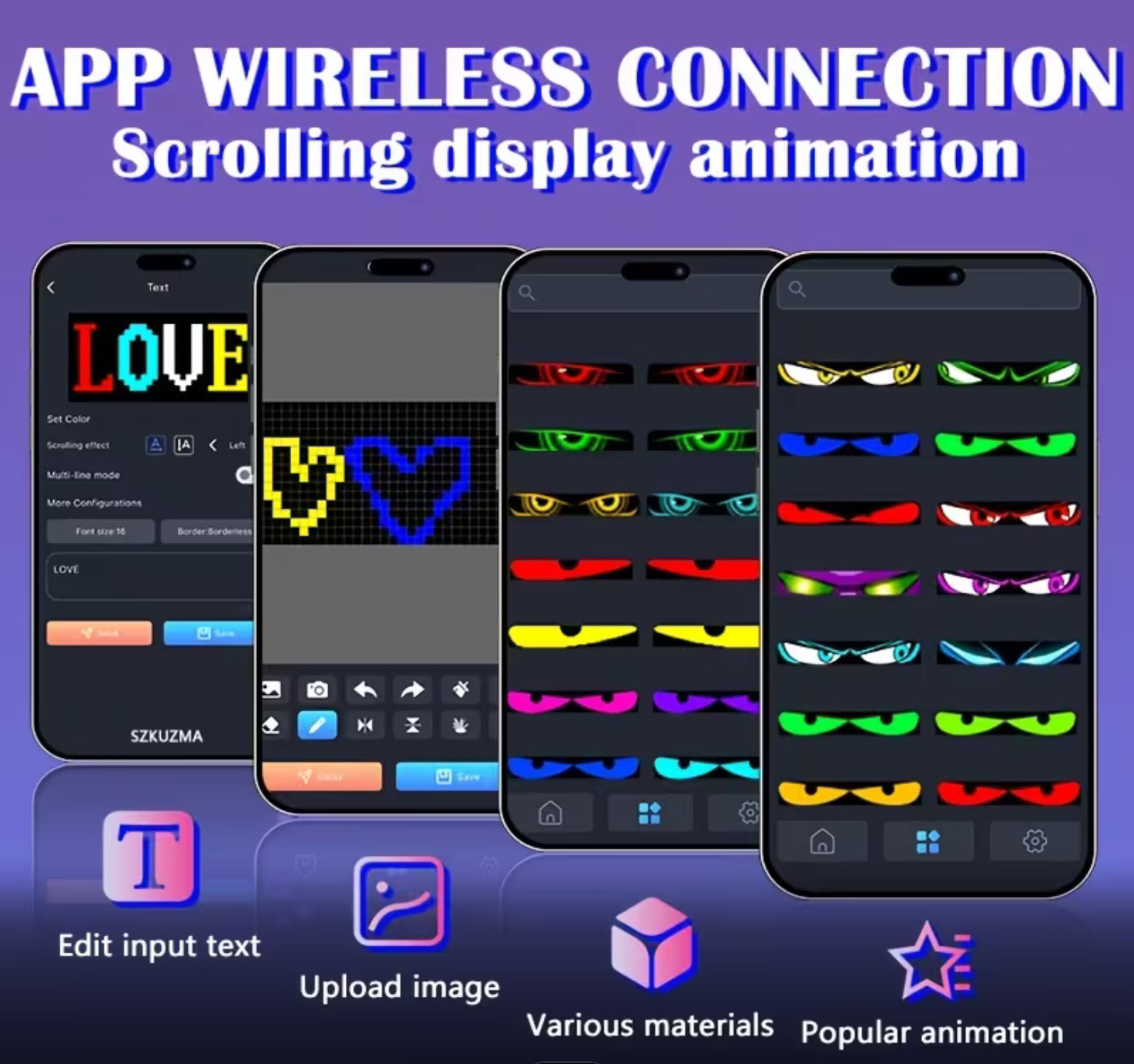 Programmable LED 15&Prime;x4&Prime; Flexible Display Remote Control Bluetooth Mobile App