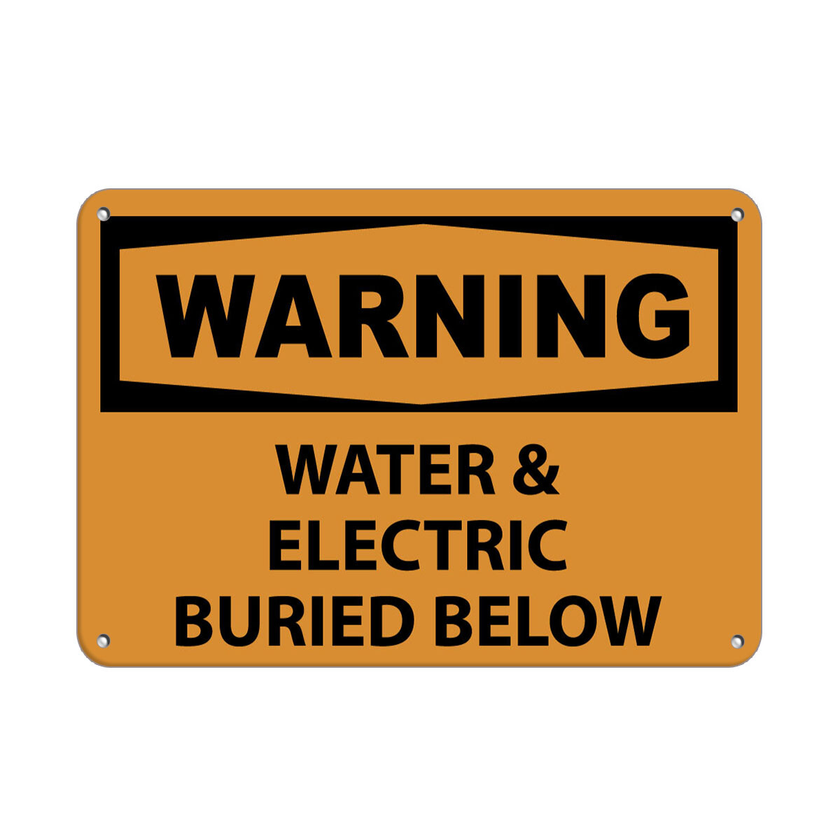 Horizontal Metal Sign Multiple Sizes Warning Water Electric Buried Below Safety