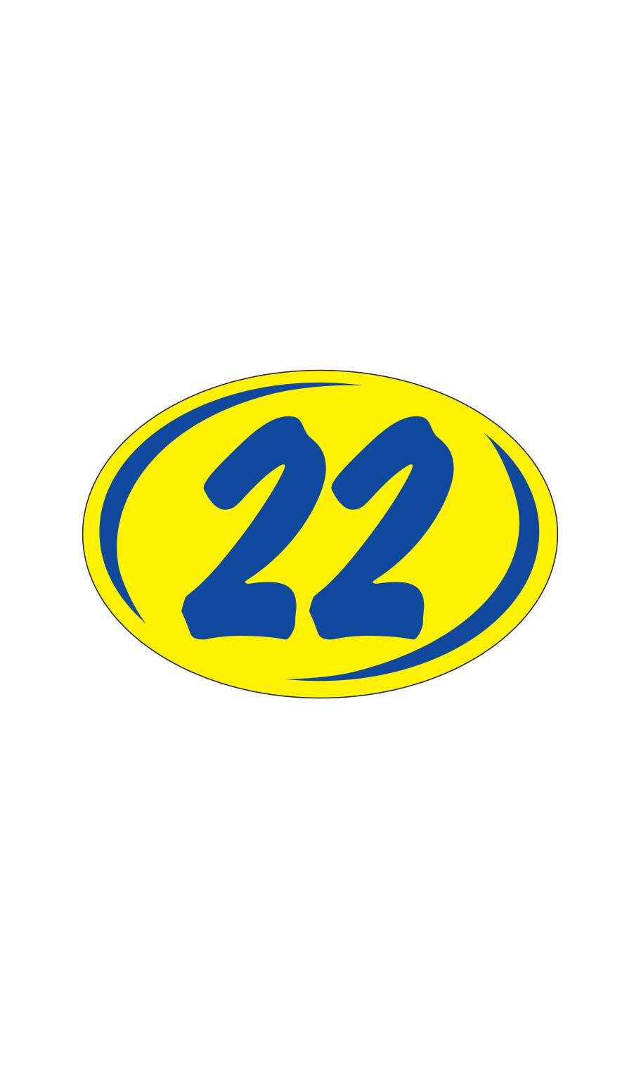 SSWBasics Oval 2-Digit Year Stickers – Blue/Yellow – « 22 » – Pack of 12