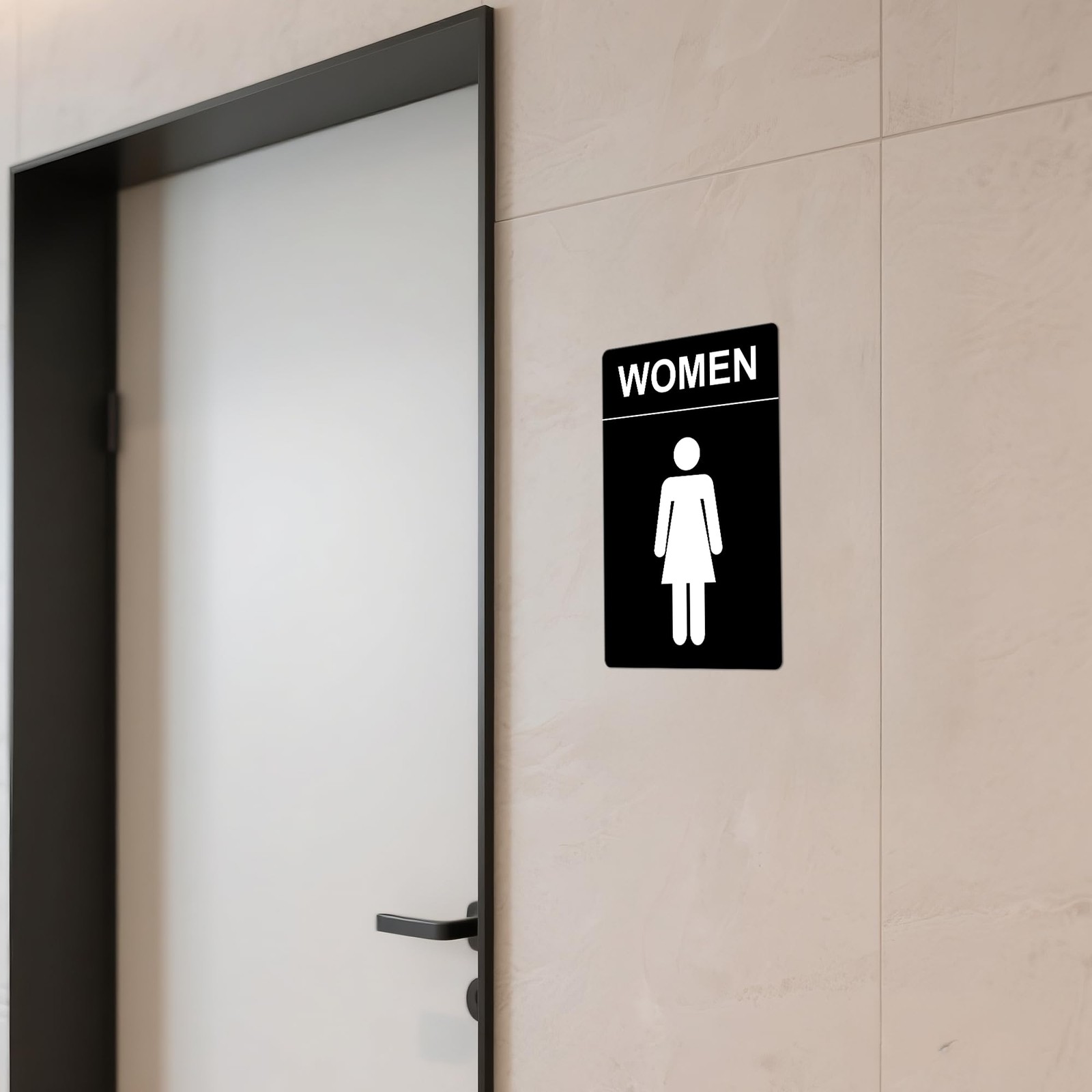 Restroom Sign – (2 Pack) 9&Prime;x6&Prime; Women and Men for Business with Strong Self-Ad
