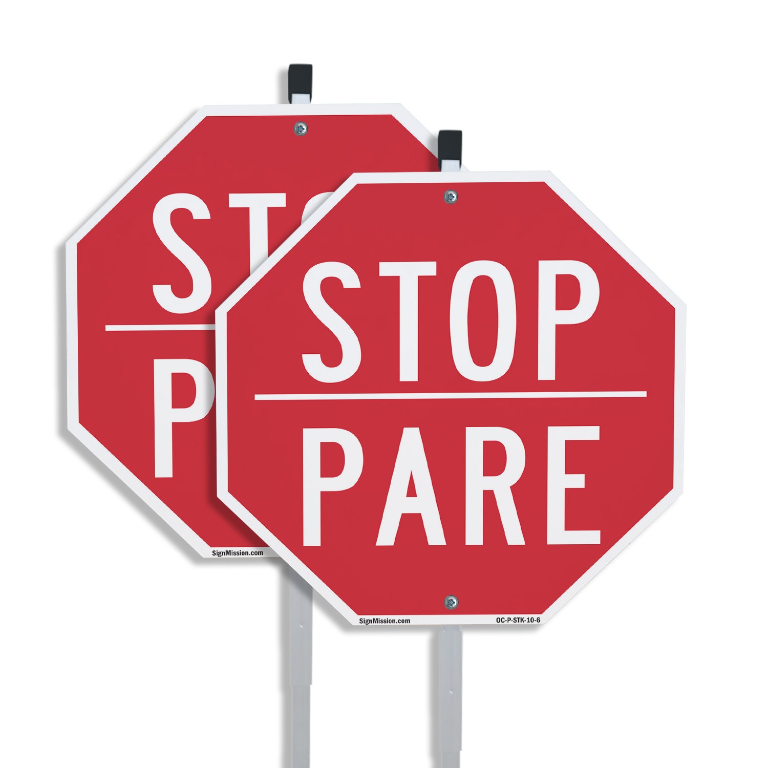 Stop Pare Octagon Sign With Stake Weather Resistant UV Protected Made in the USA