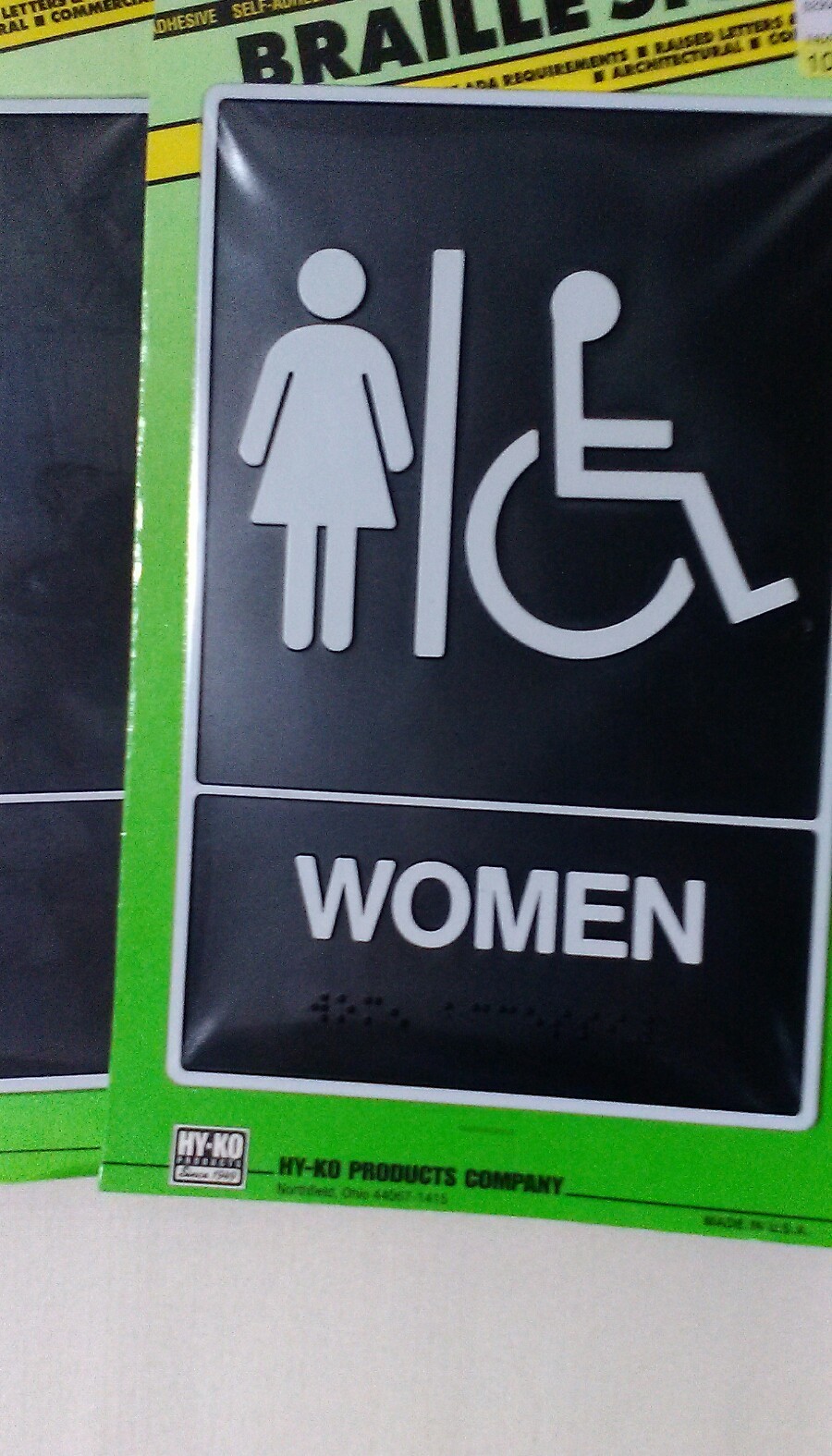 Hy-Ko Products Company Braille Restroom Signs w/ Self-Adhesive lot of 4 NWT