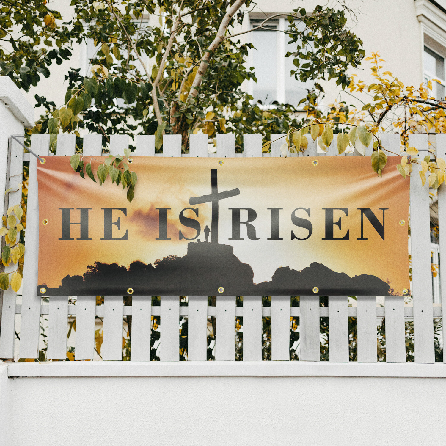 He is Risen 13 oz Vinyl Banner Sign with Metal Grommets Heavy-Duty Single-Sided