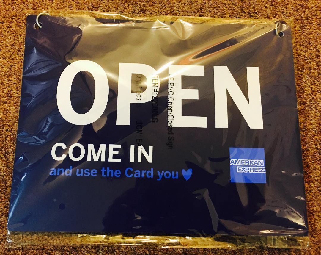 New OPEN CLOSED Sign American Express Open/Closed Sign 11 x 8.5 in No Tax