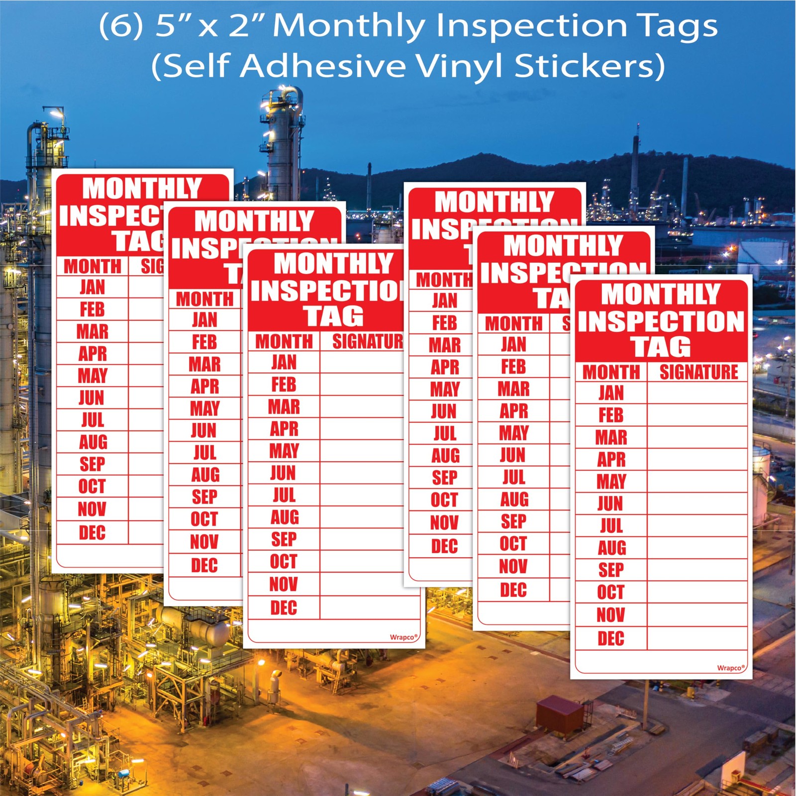 Monthly Inspection Tags – Self Adhesive Vinyl Sticker Decal Indoor/Outdoor, 5…