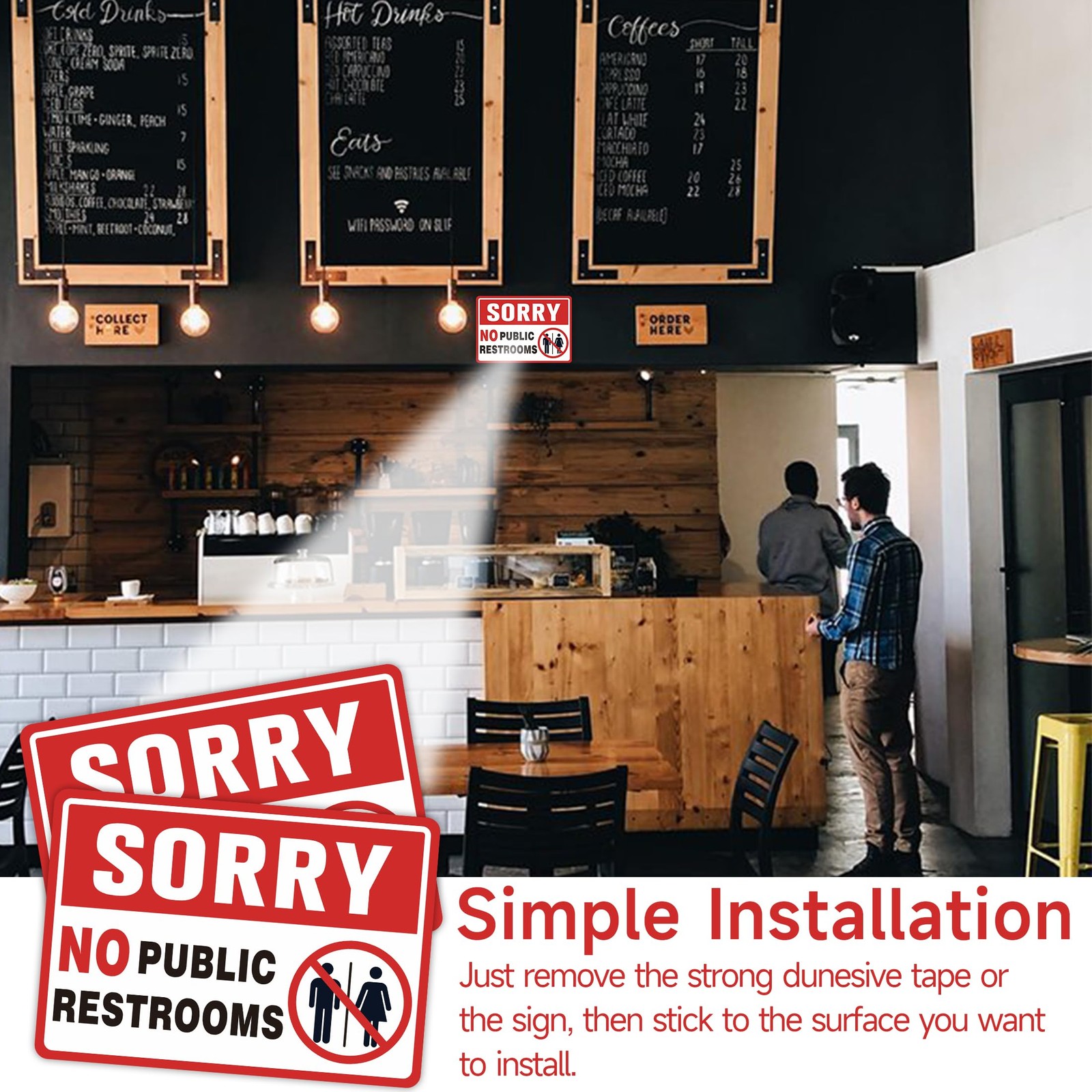 2PCS No Public Restroom Signs for Business, Self Adhesive Weatherproof Vinyl …