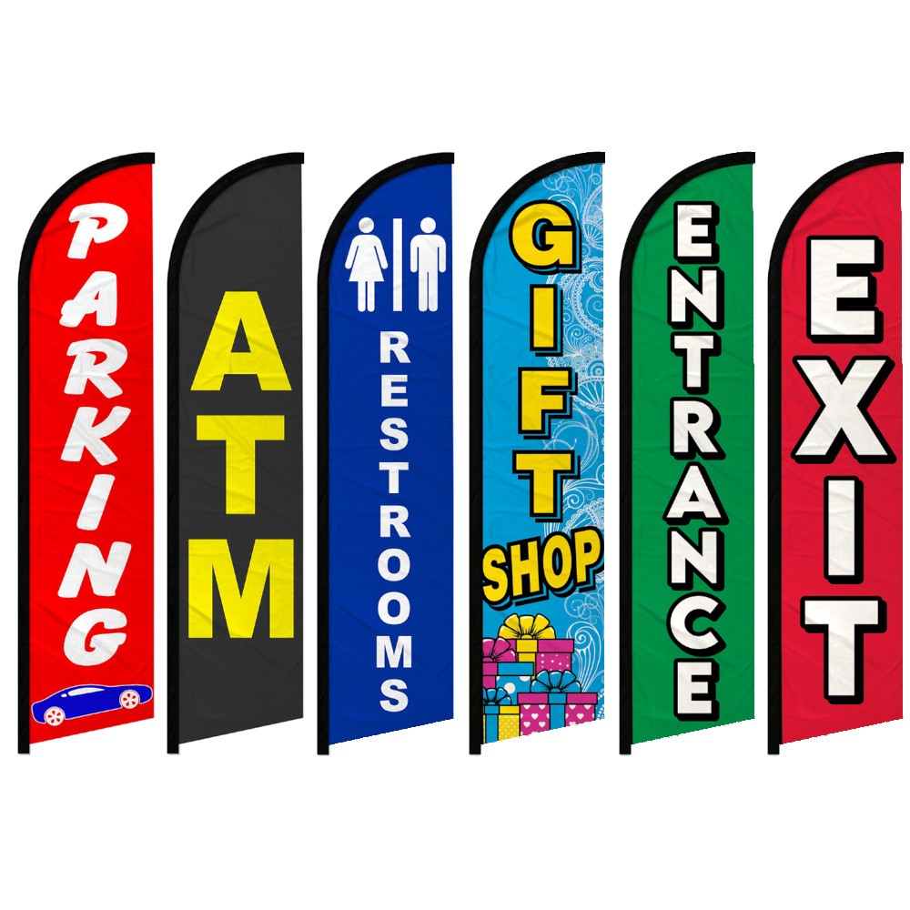 Event Signs Windless Swooper Full Curve Flag ATM Restroom Exit Parking