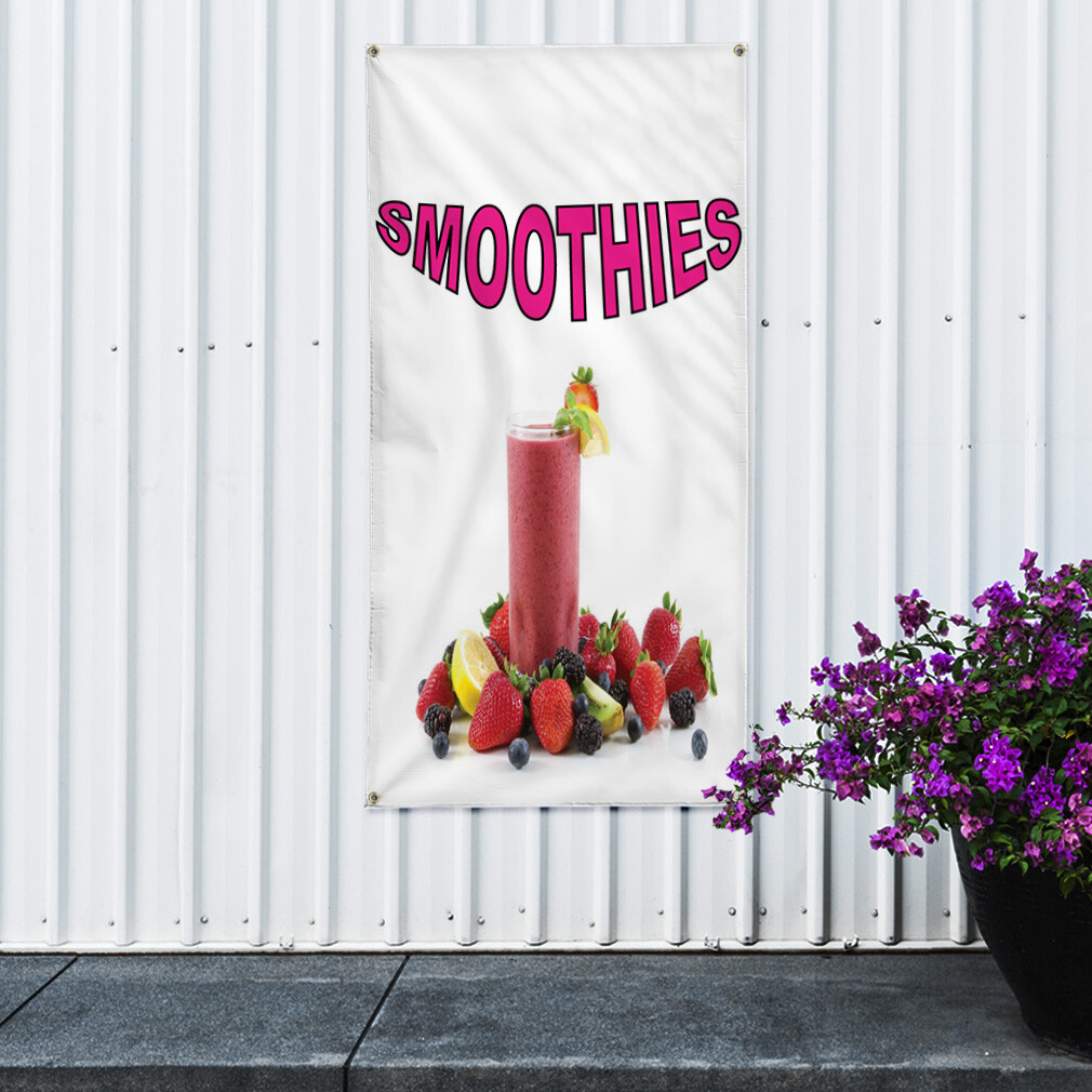 Vertical Vinyl Banner Multiple Sizes Smoothies with Background Outdoor