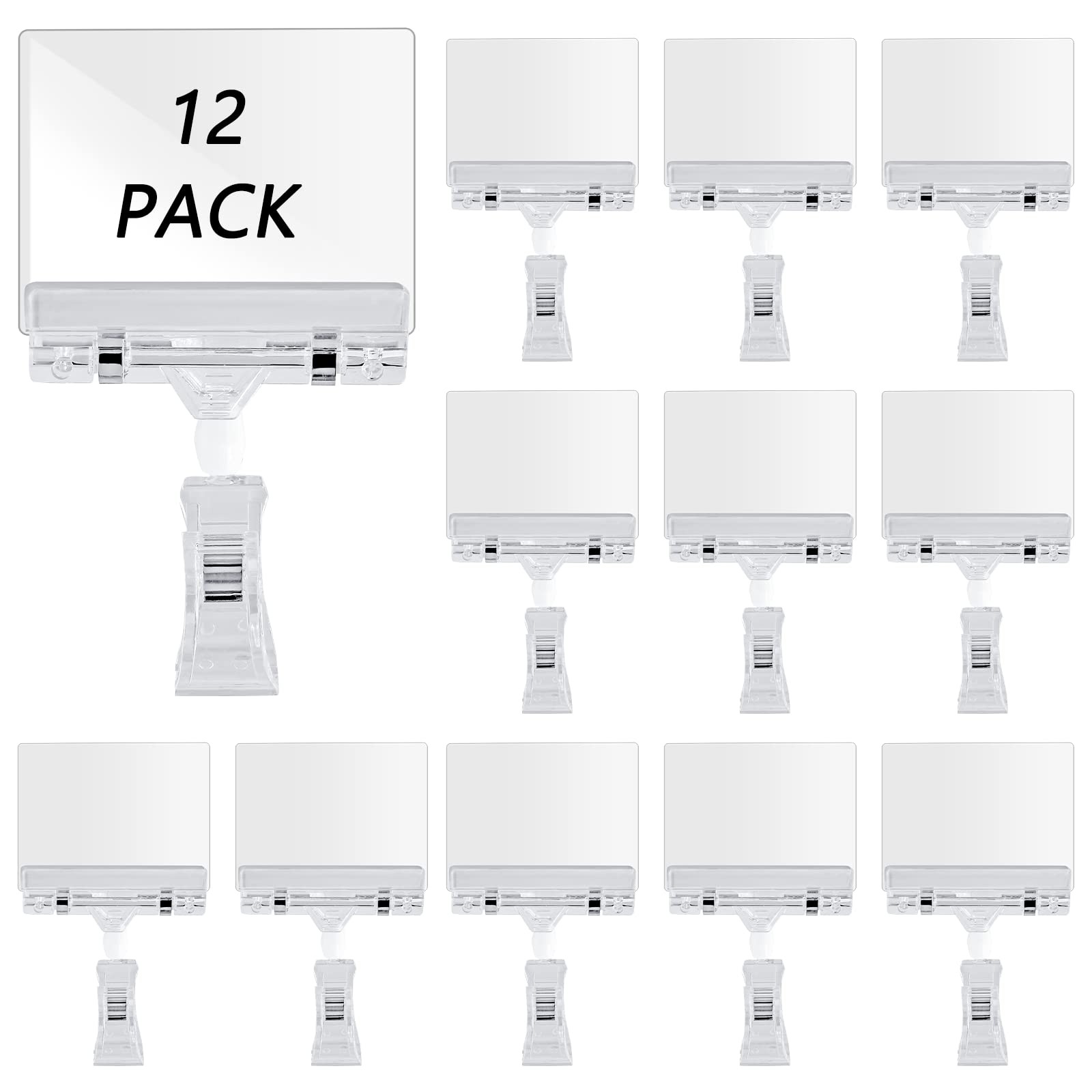 Biaungdo 12 Pcs Rotating Clip Swivel Sign Holder, Clear Rotatable