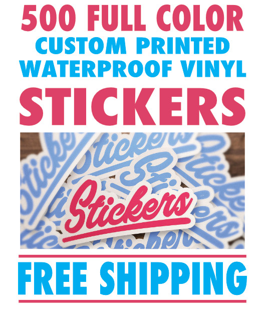 500 Custom Full Color Adhesive Vinyl Stickers Decals Labels – FREE SHIPPING