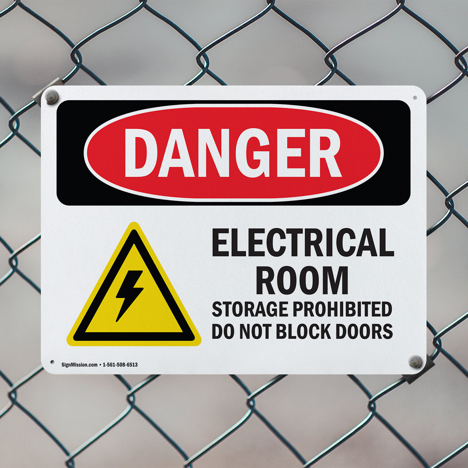 (2 Pack) Electrical Room Storage Prohibited OSHA Danger Sign Decal Metal Plastic