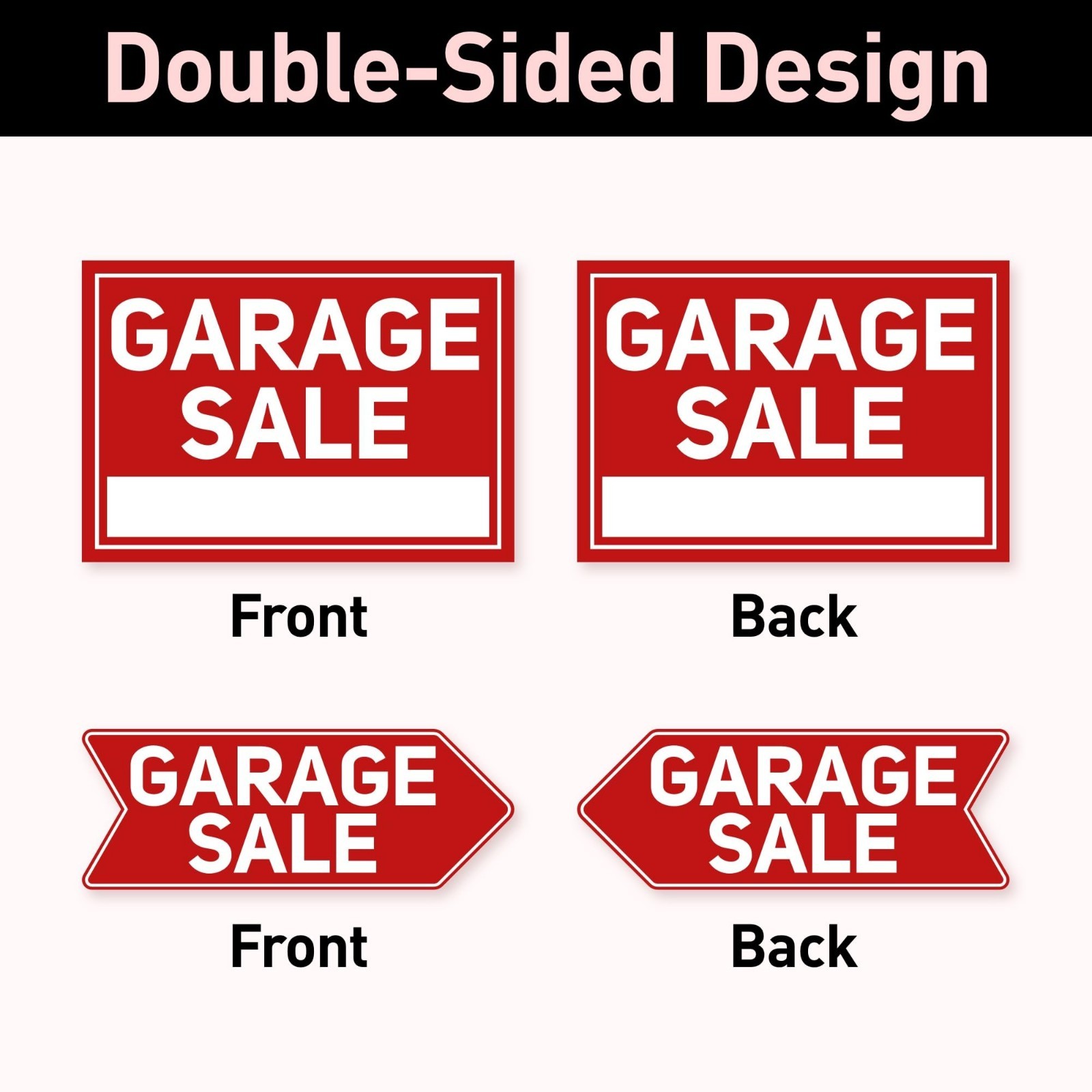 6 Pcs Garage Sale Signs Set – 2 Extra-Large 24&Prime;x16&Prime; & 4 Arrow Yard Signs, Waterp