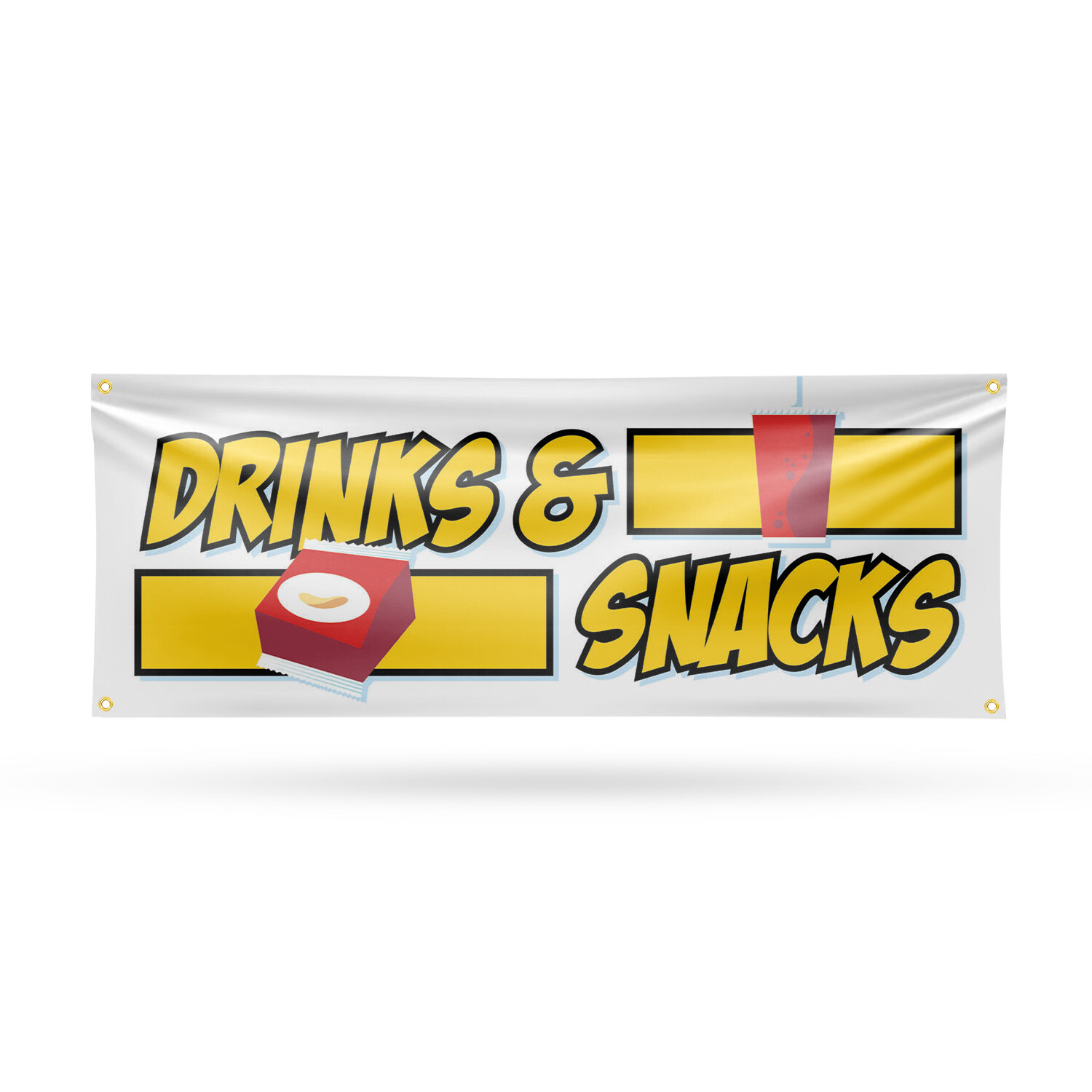 Drinks and Snacks Vinyl Banner Sign with Metal Grommets Heavy-Duty Single-Sided
