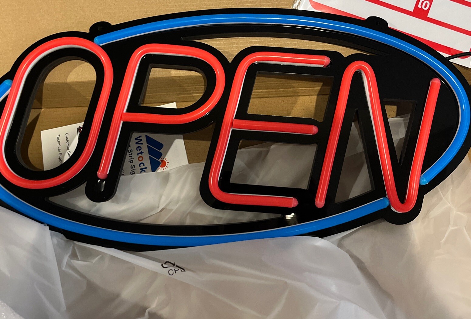 OPEN Sign Oval LED For Business Window 10 Flashing & Scrolling Modes 20&Prime; x 10&Prime;