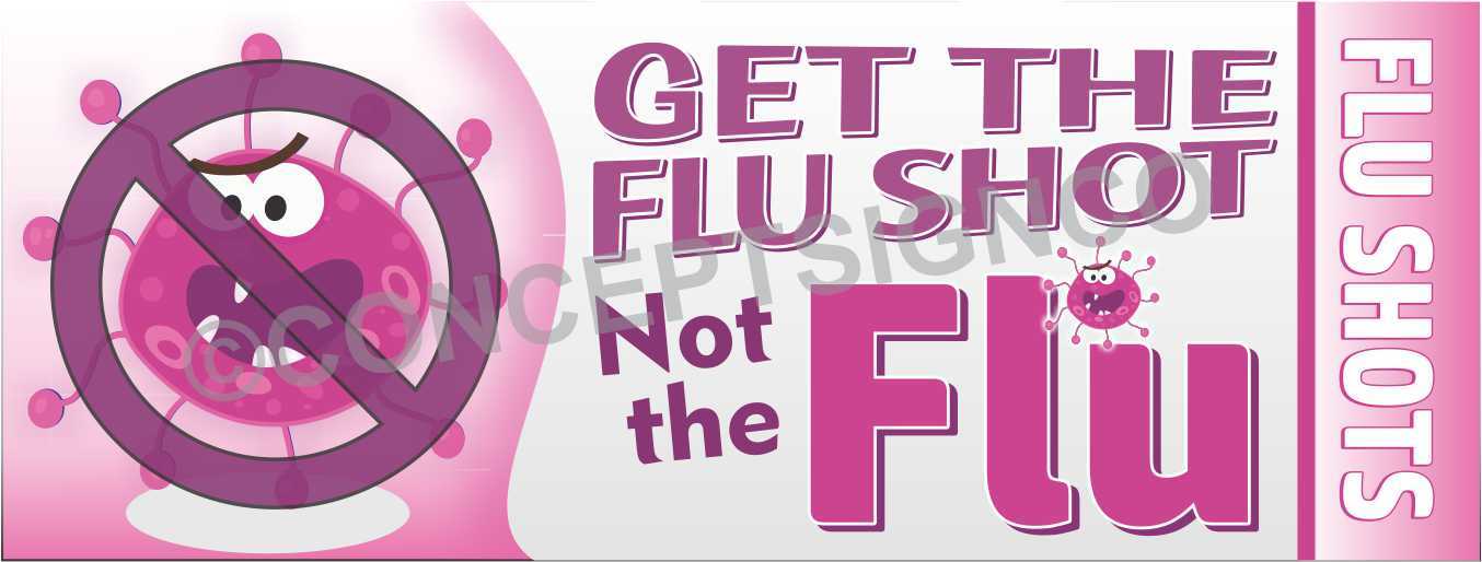 1.5&rsquo;X4&prime; FLU SHOTS BANNER Outdoor Signs Influenza Bug Risk Medical Health Clinic
