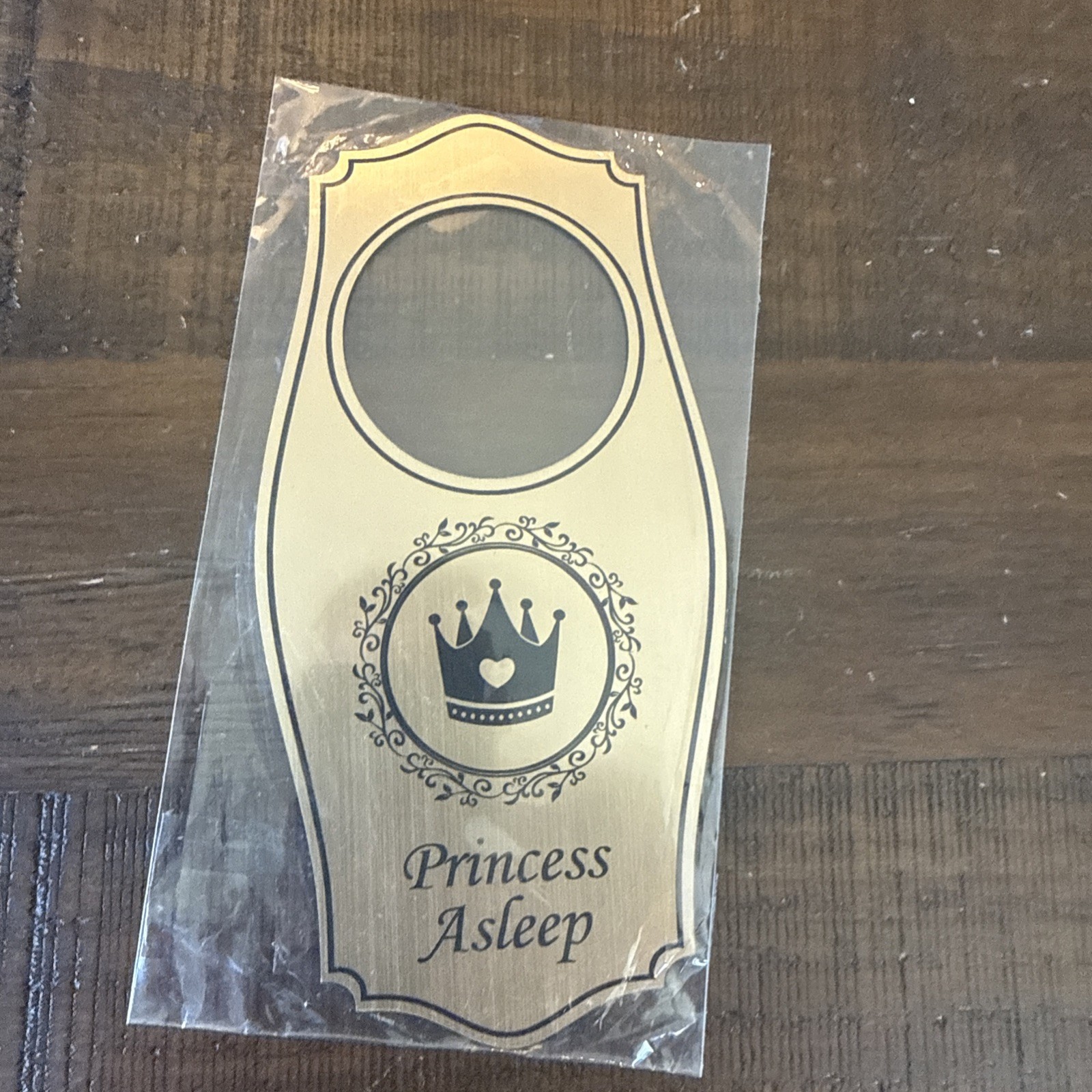 Signs ByLITA Princess Asleep Door Hanger – Brushed Gold, 4&Prime; x 8&Prime;