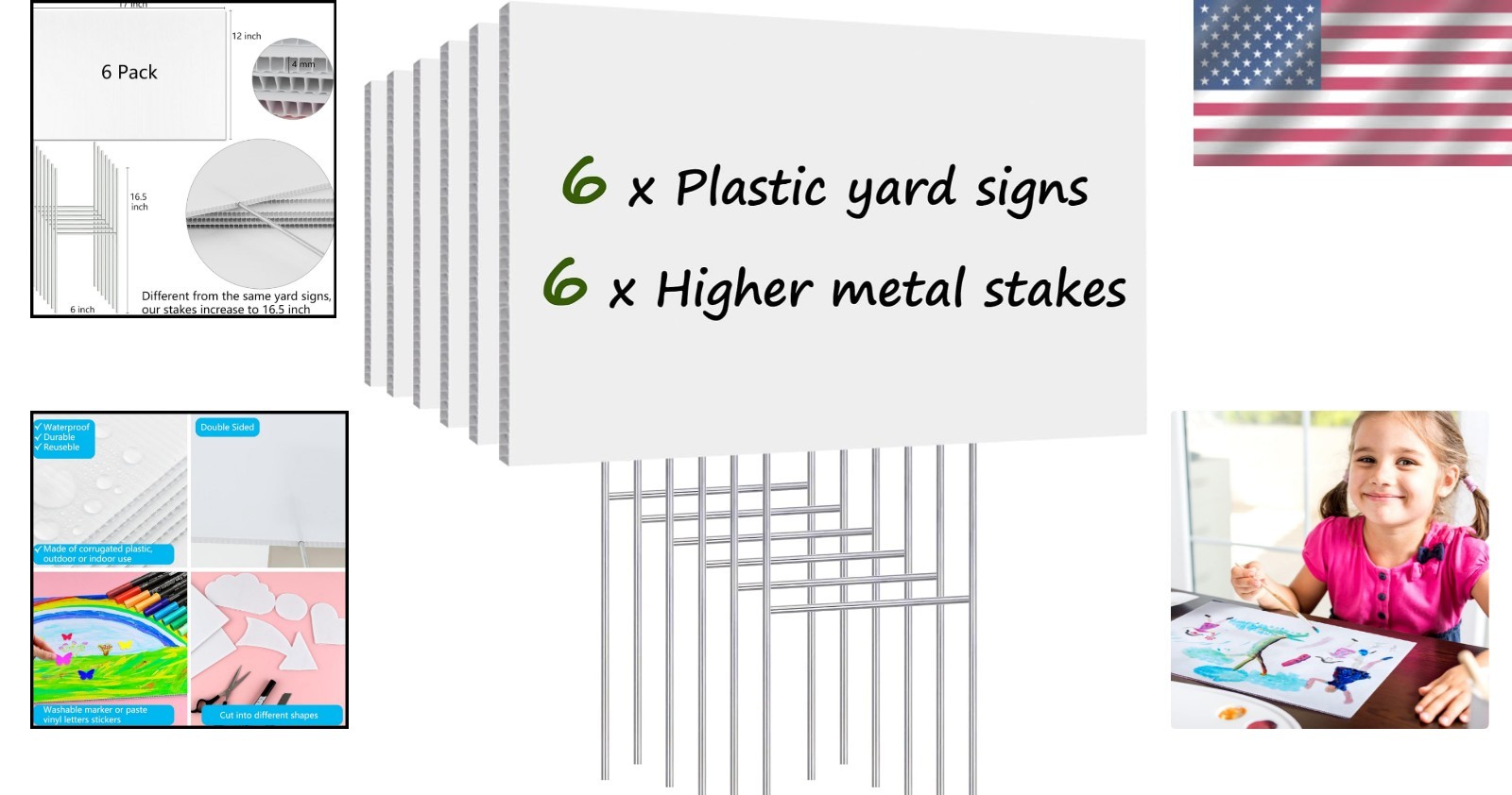 6 Pack Lawn Signs with Stakes 17×12 Inch Corrugated Plastic Custom Double Sid…