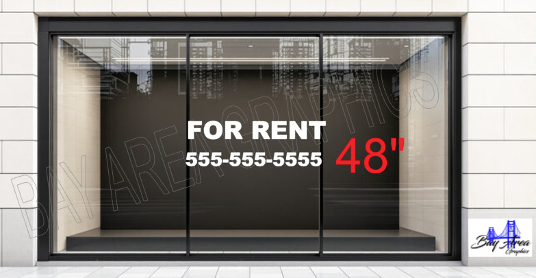 FOR RENT Vinyl Window Decal Sign Exterior Use 2 Colors Waterproof MADE IN USA