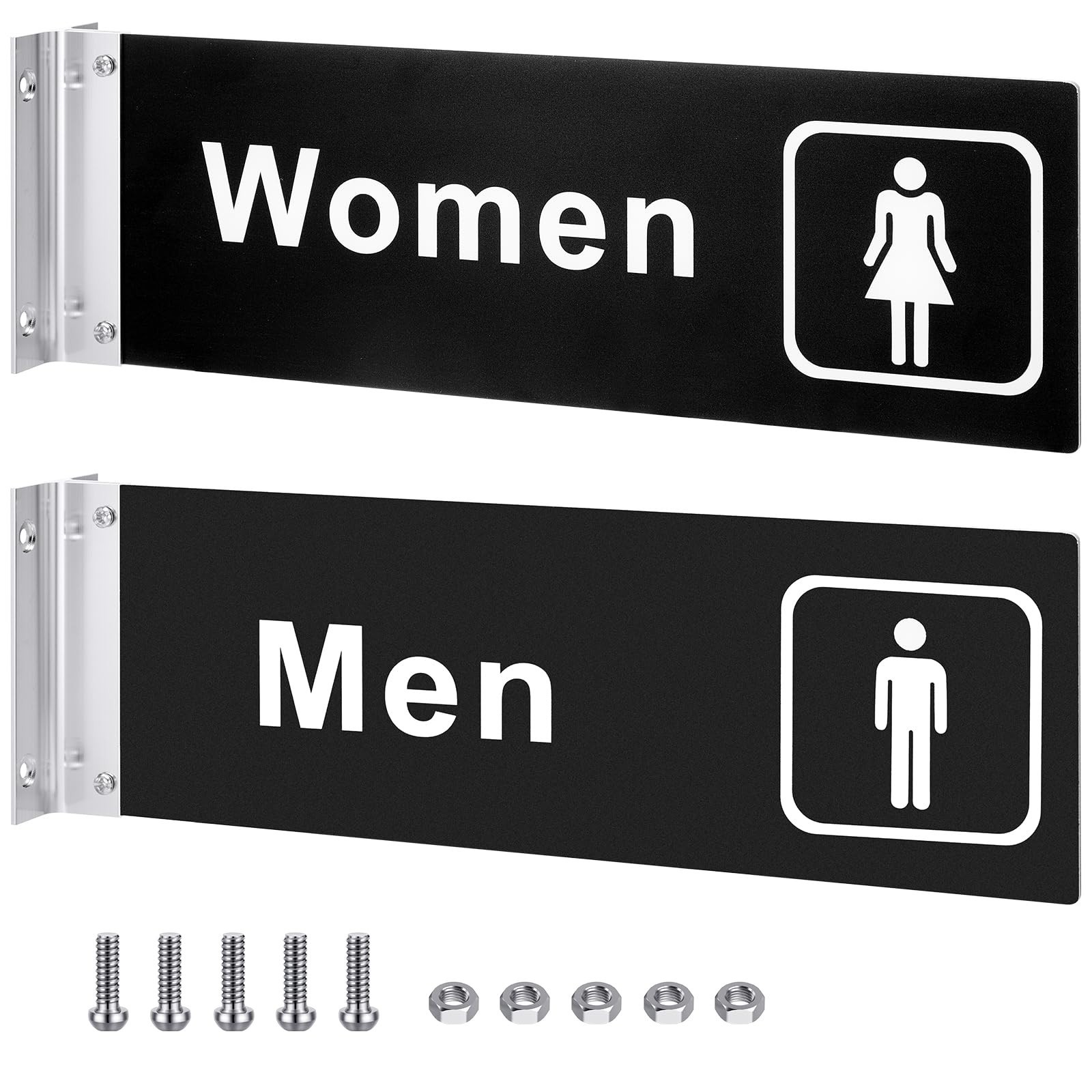 2 Pcs Restroom Signs for Men & Women – Acrylic Double-Sided Bathroom Door Signs,