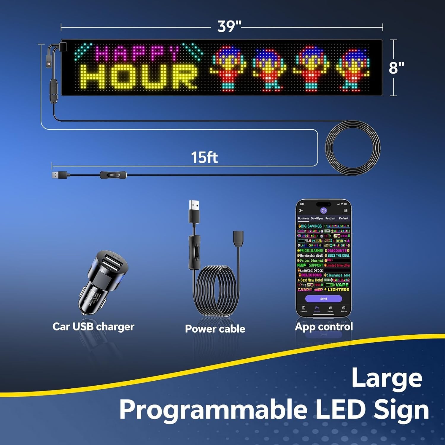 Large Programmable LED Sign, P10 Resolution Indoor Windows LED Signs, Bluetooth