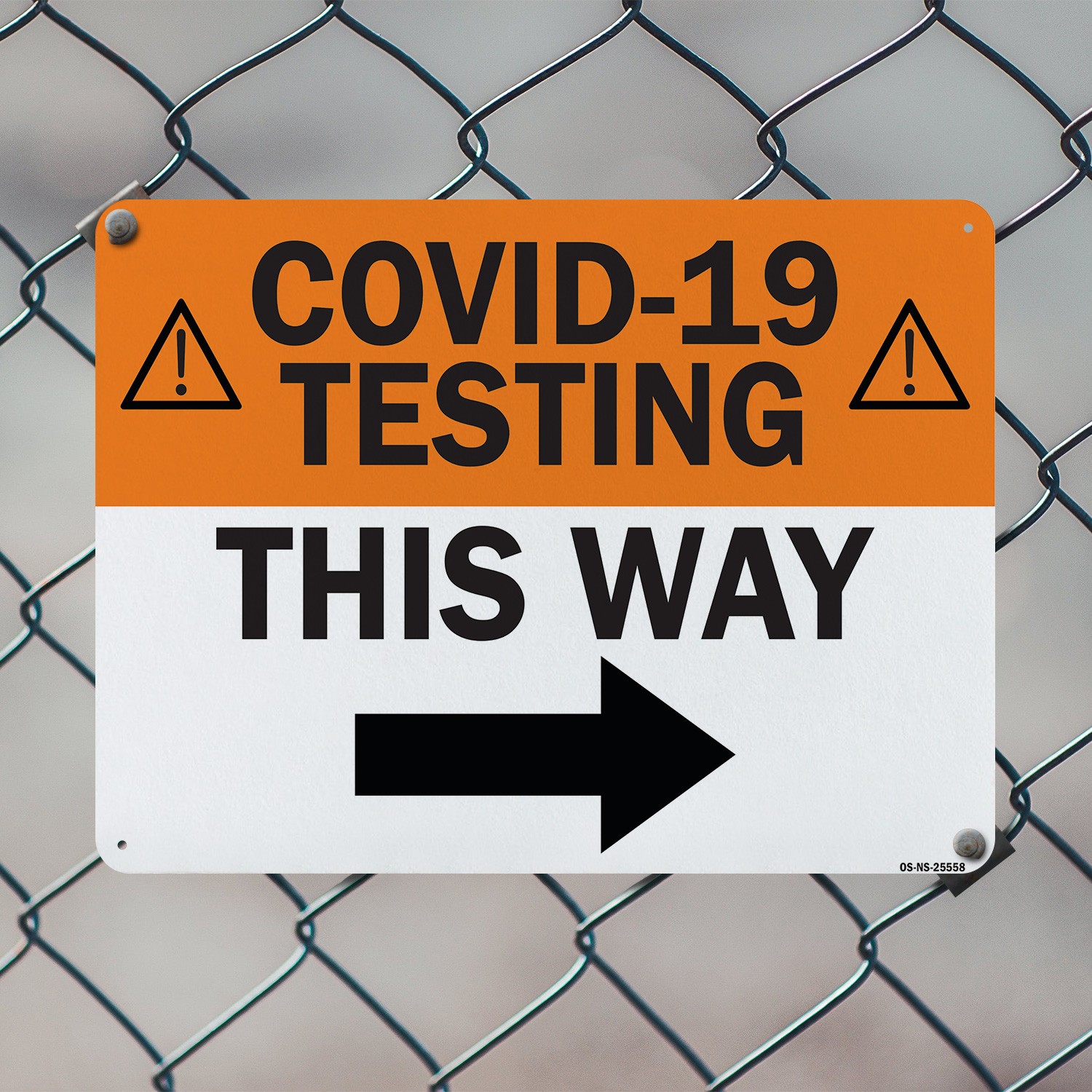 COVID-19 Testing This Way Right Arrow Public Safety Sign Or Decal – 5 or 10 Pack