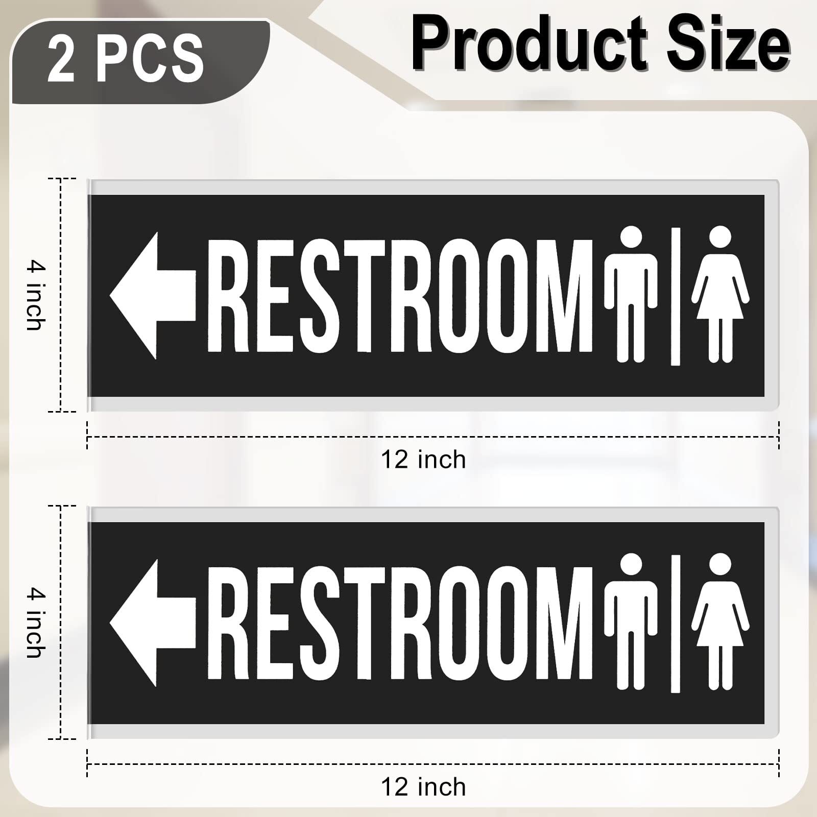 2 Pack 12x4Inch Double Sided Metal Restroom Sign for Business Bathroom Door Sign