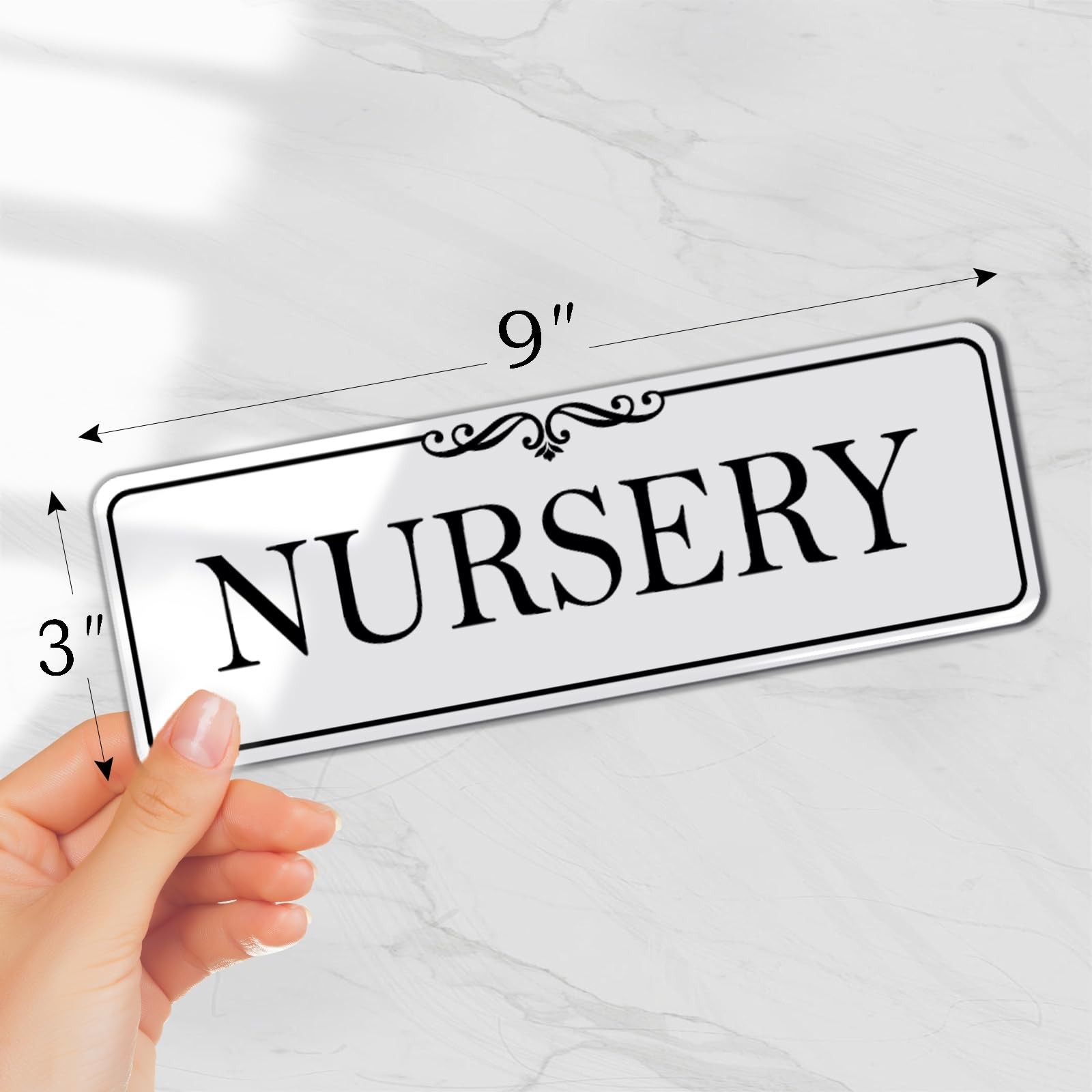 9×3 Inch Nursery Sign, Acrylic Self-stick Door Wall Signage Great for Offices…