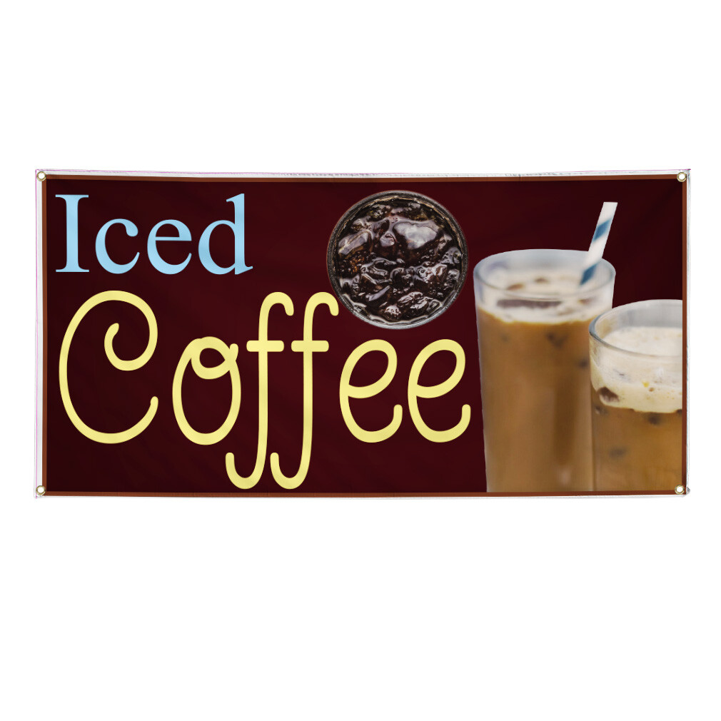 Vinyl Banner Multiple Sizes Iced Coffee Restaurant Cafe Bar A Restaurant & Food