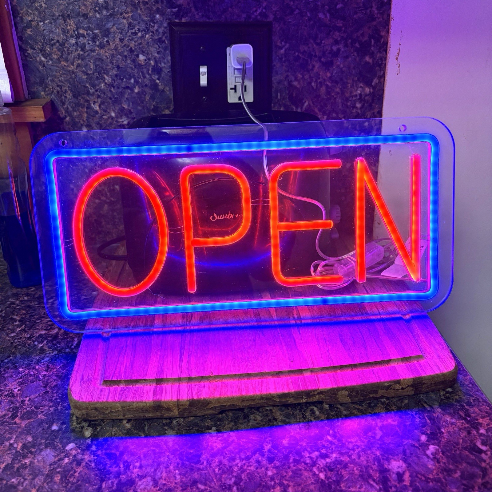 OPEN LED NEON light Up Sign (Tested/Works) With USB -A Plug Connect Pre Owned