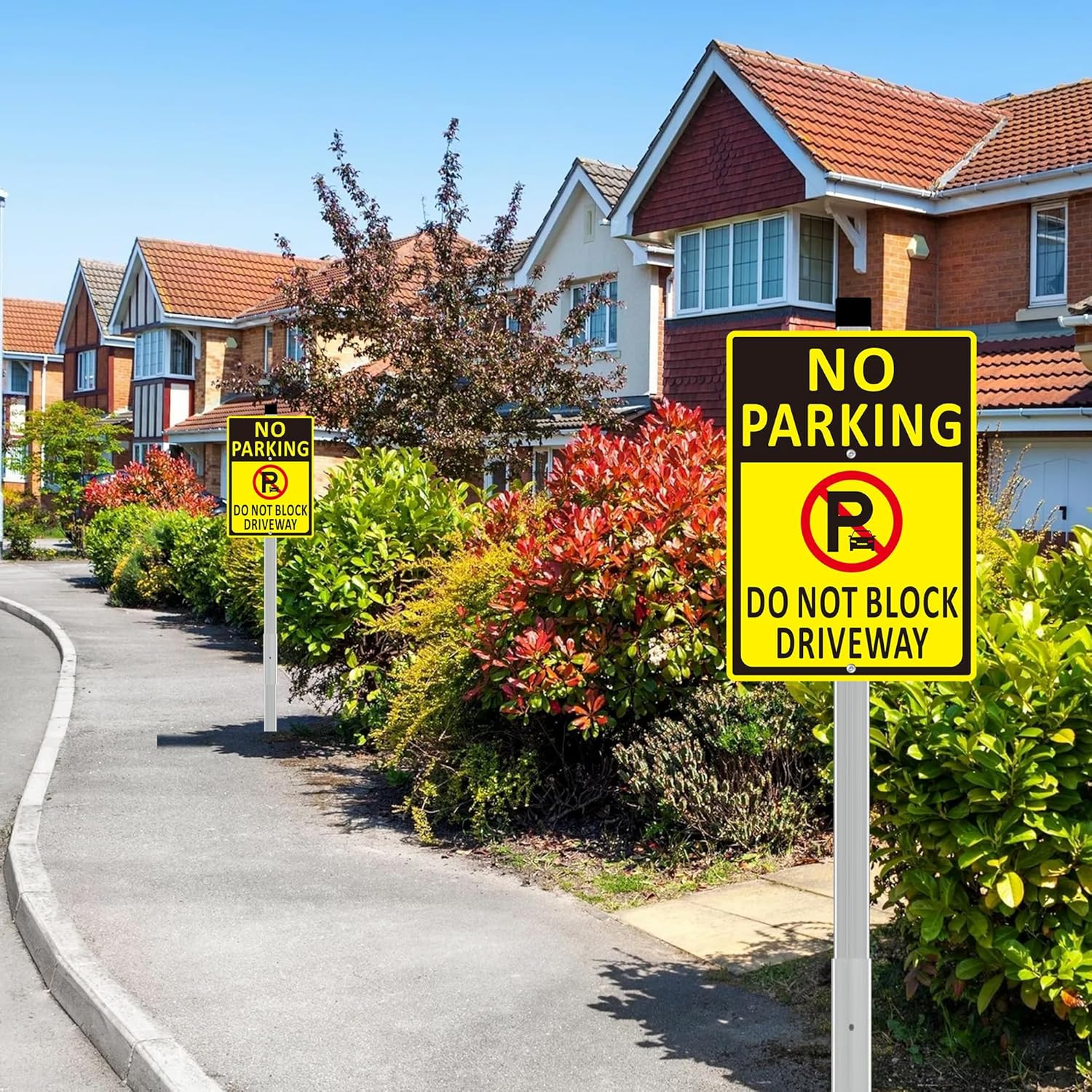 (2 Pack) No Parking Do Not Block Driveway Sign – 10X14 Inch Aluminum Metal No Pa