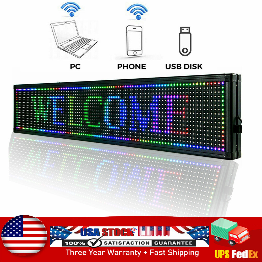LED Sign 40&Prime; X 8&Prime; Scrolling Message Display Board 7 Color Programmable