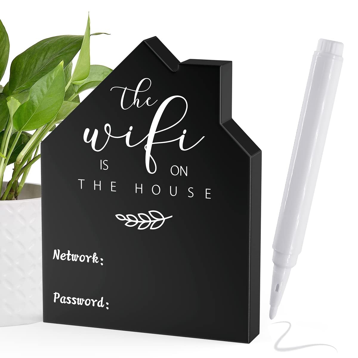 Wifi Password Sign for Home Wooden Table Wifi Sign Wooden Freestanding Chalkb…