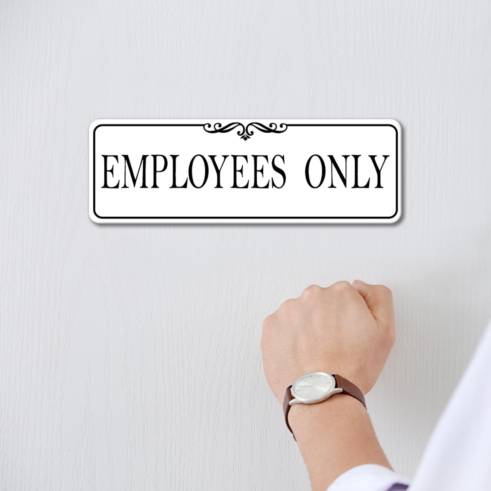 9×3 Inch Employees Only Sign Acrylic Self-stick Door Wall Signage Elegant White