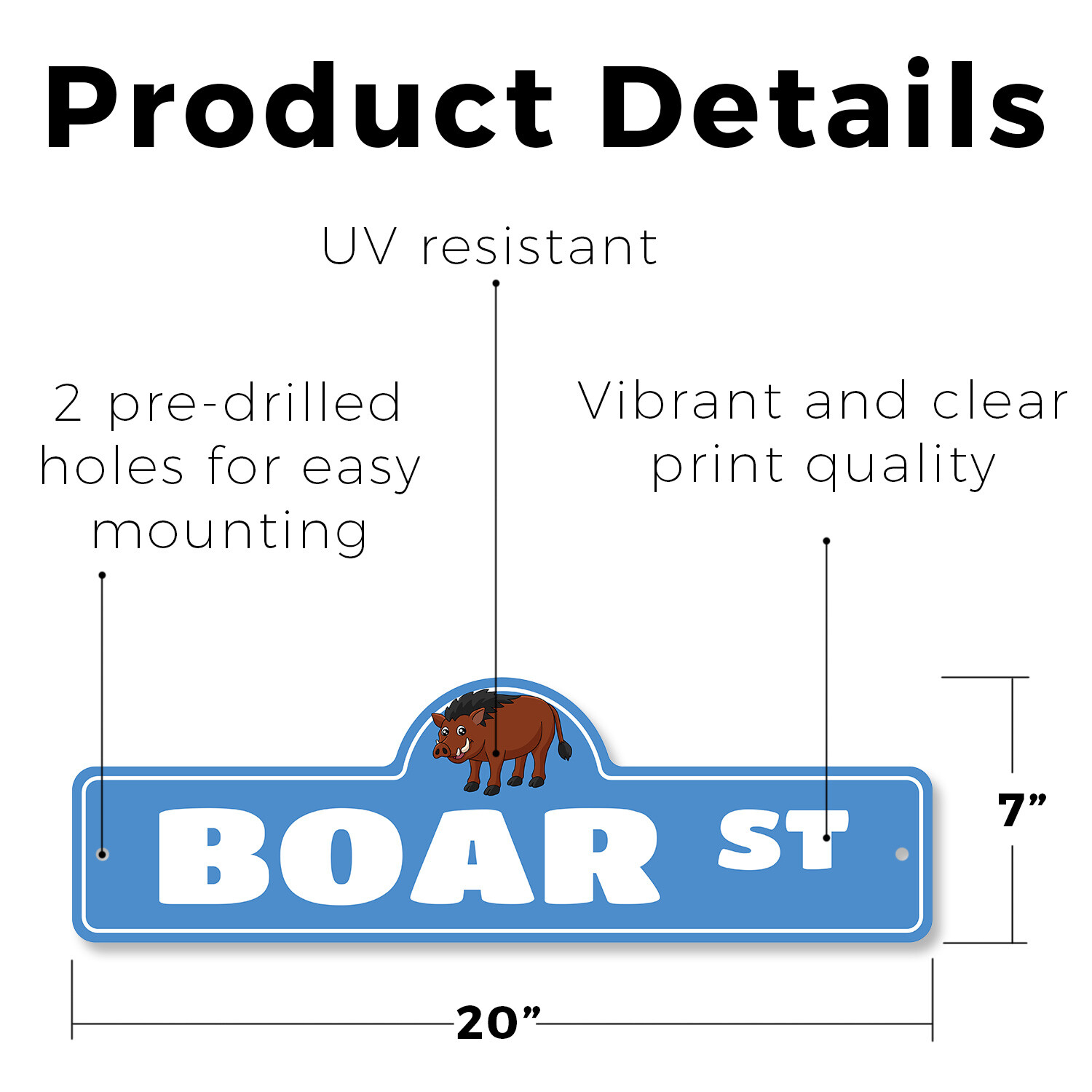 Boar Plastic Street Sign Crossing Xing Gift Novelty Funny