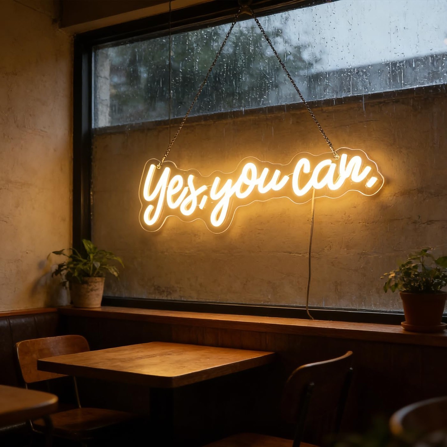 « Yes, You Can » LED Neon Sign Words Light Up Signs for Room Wall Art Decor, In…