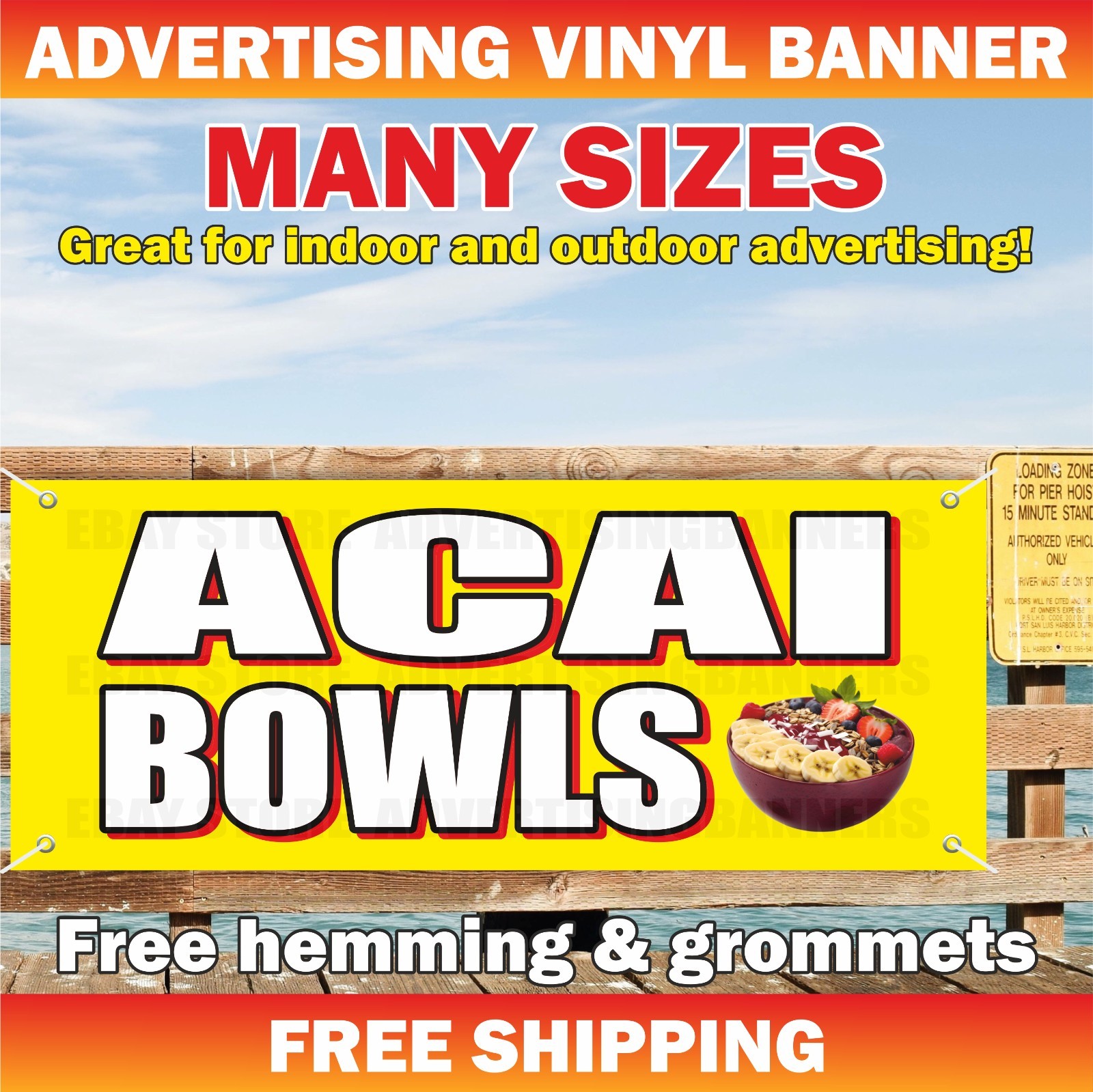 ACAI BOWLS Advertising Banner Vinyl Sign Breakfast Healthy Food Truck