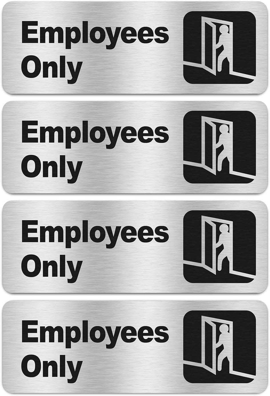 Faittoo Employees Only Sign, (4 Pack) 9 X 3 Inches Informative Rust Free Brus…