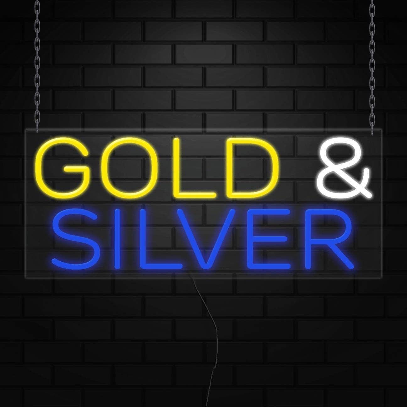 Gold & Silver Sign for Business Displays | LED Flex Neon | 32&Prime;W x 13&Prime;H x 1&Prime;D