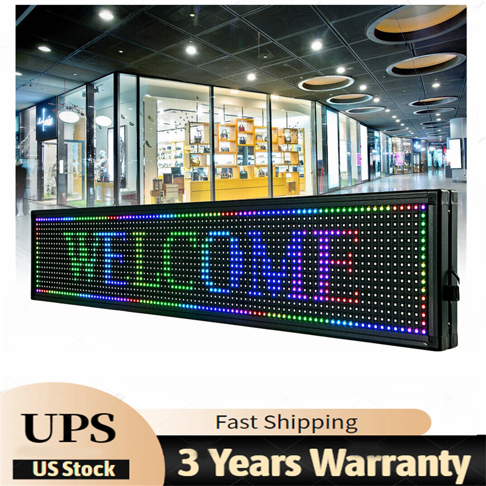 40&Prime; x 8&Prime; Programmable LED Scrolling Sign with Seven Colors for Advertising