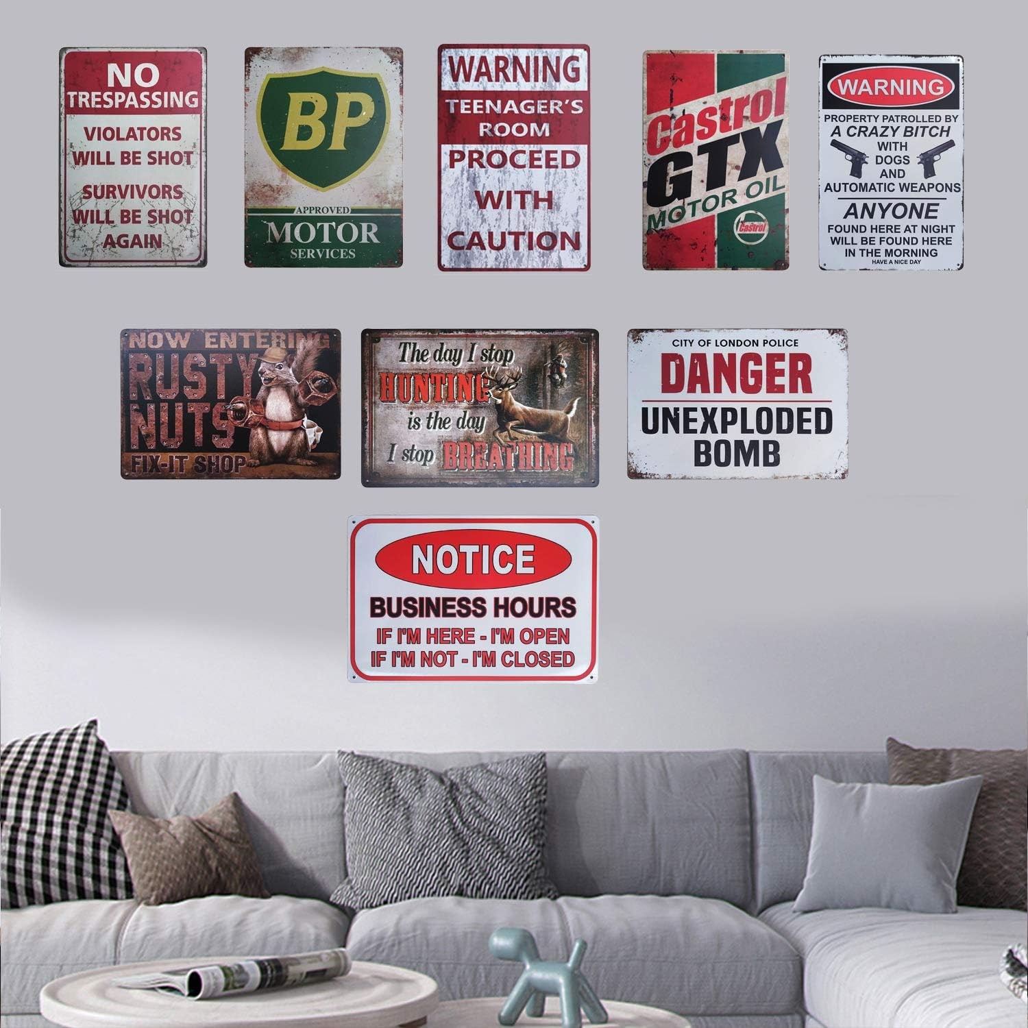 Notice Business Hours Open and Closed Tin Metal Signs Sign Retro Vintage for Bu