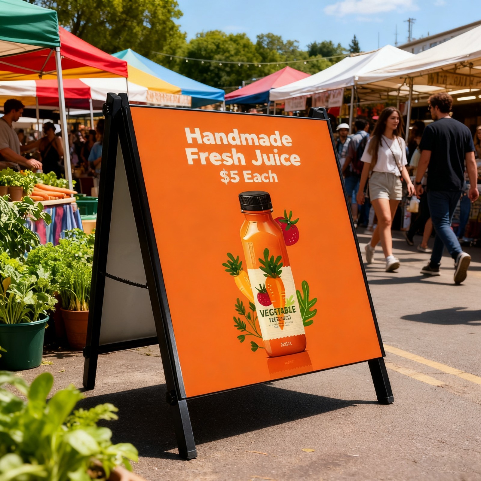 A-Frame Sidewalk Sign Board Curb Sign in Double Sided Display Foldable