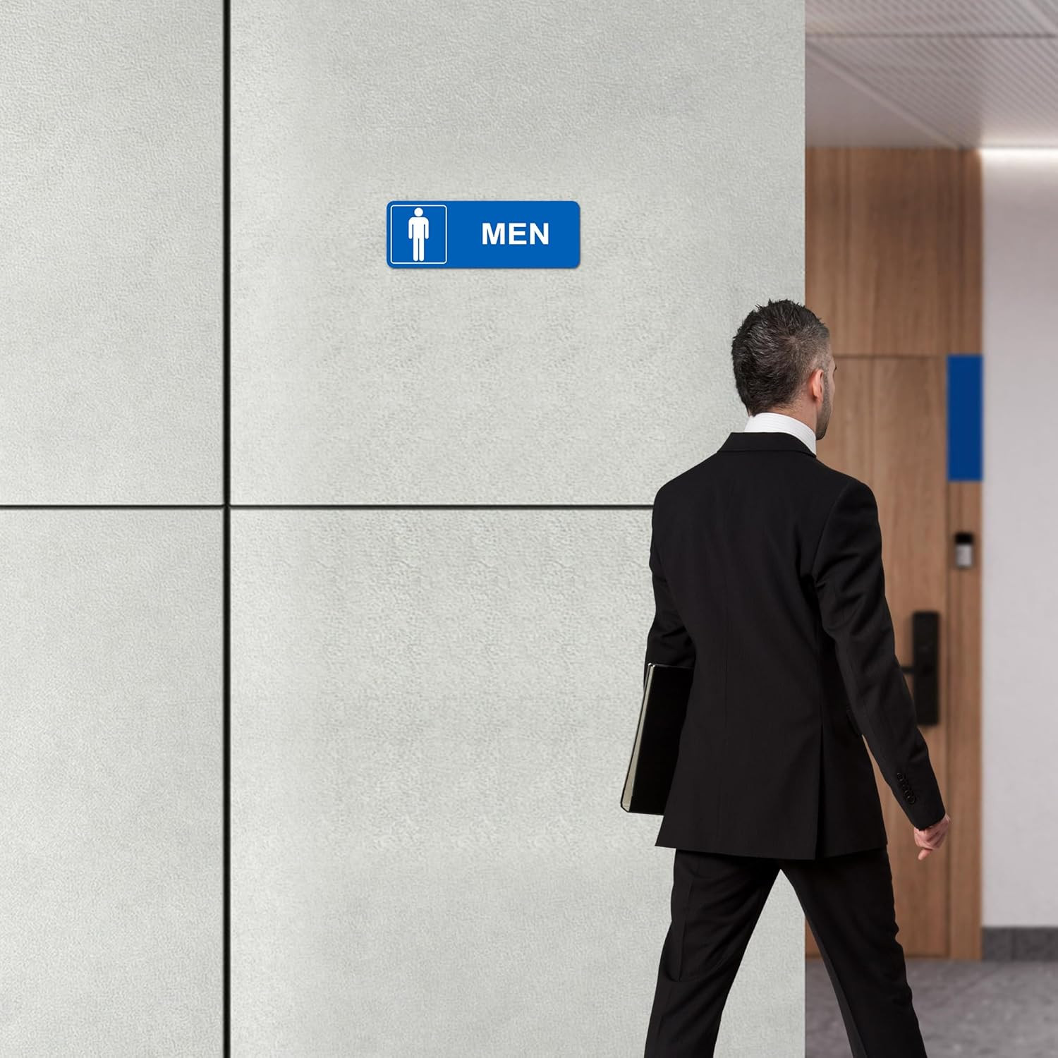 Restroom Sign – (2 Pack ) Metal Restroom Signs for Business with Strong Self-Adh