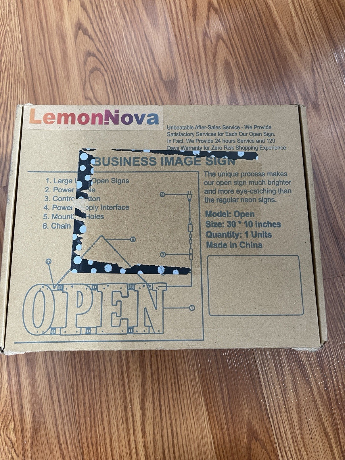 LemonNova LED « OPEN » Hanging Illuminated Sign, White Acrylic, Includes Hardware