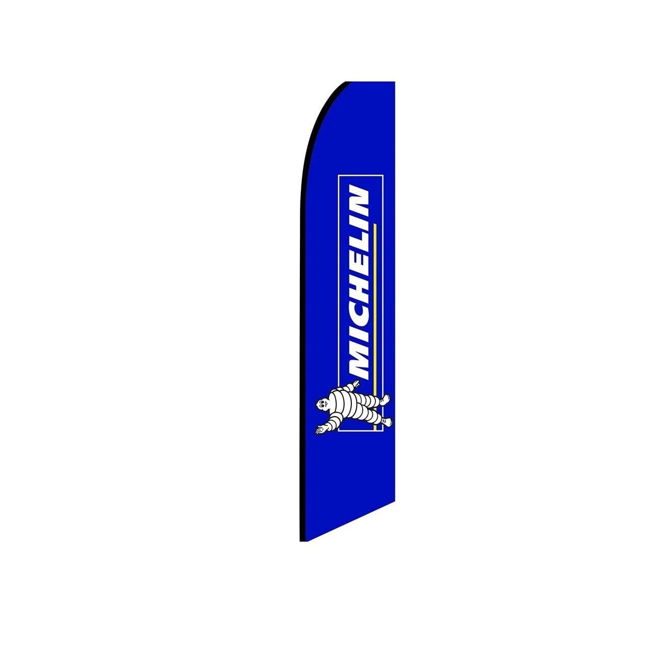Michelin Blue Swooper Flutter Feather Flag | 3ft W x 11.5ft Tall
